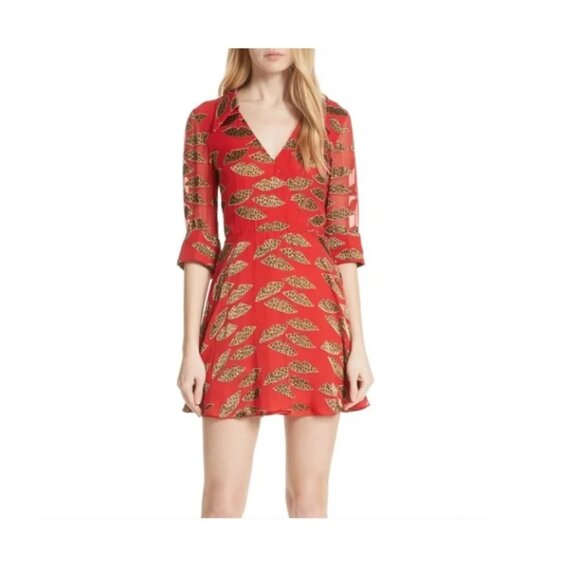 NWT Alice + Olivia Catina Faux Wrap Print Dress Silk in Cheetah Size 10 - Picture 1 of 4